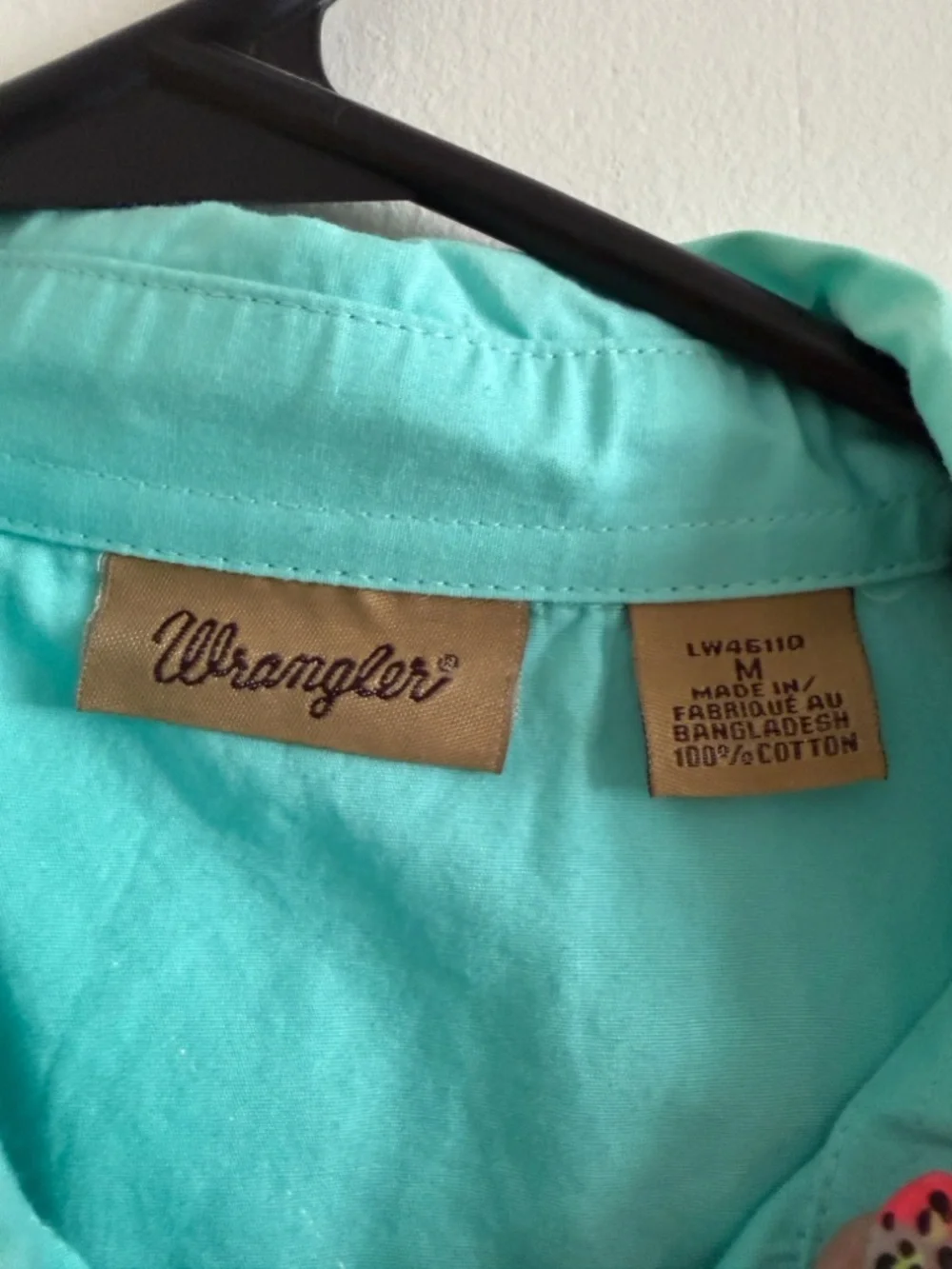 Wrangler Turquoise Western Button-Down Shirt - Picture 3 of 3